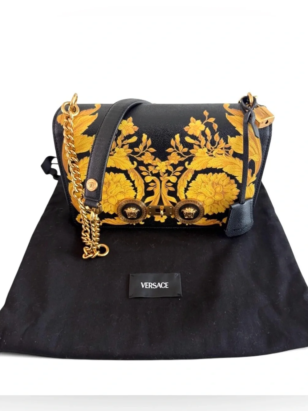 Versace Barocco Print Shoulder in Calf Leather. Excellent Condition